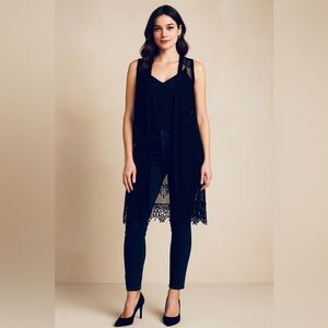 🖤 Frank Lyman Black Lace Dressy Vest – Size 8